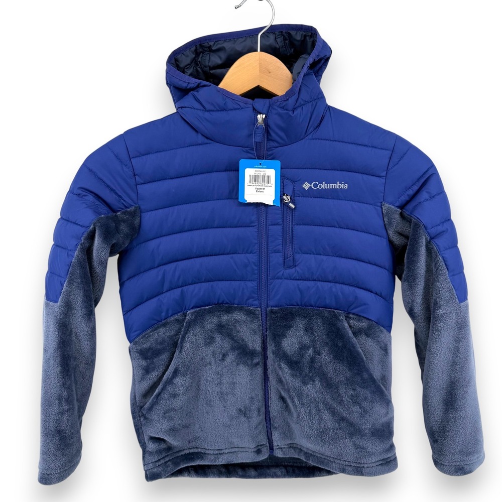 Columbia Youth Boys Jacket Puffer Fleece Omni Heat Thermal Blue Medium‎ 10/12